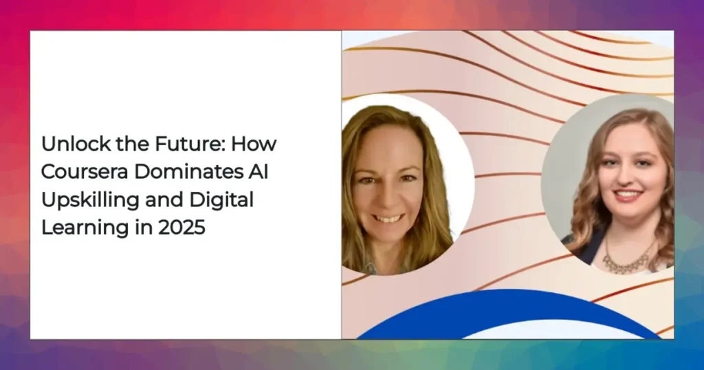 Upward graph showing Coursera's surge in AI learning and digital skill adoption in 2025.