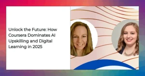 Upward graph showing Coursera's surge in AI learning and digital skill adoption in 2025.