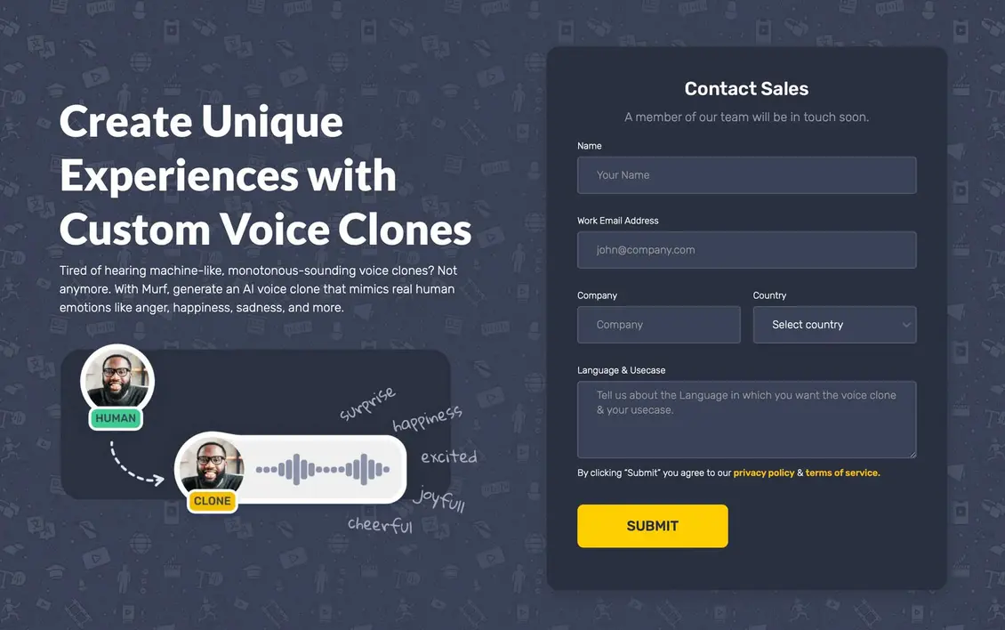 Visual of voice cloning options