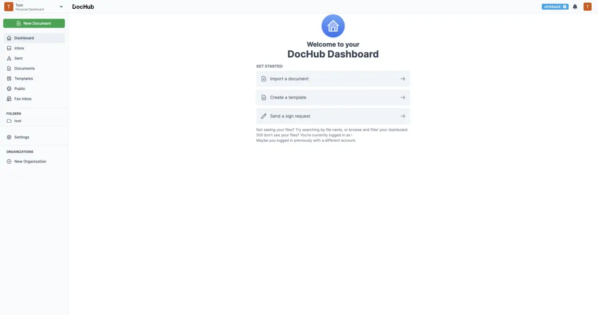 DocHub PDF Editor dashboard display