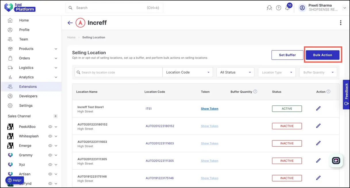 Inventory dashboard interface screenshot