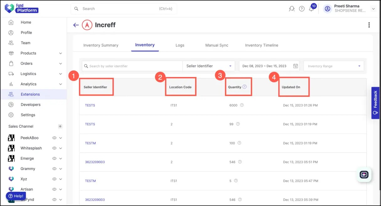 Omnichannel inventory dashboard