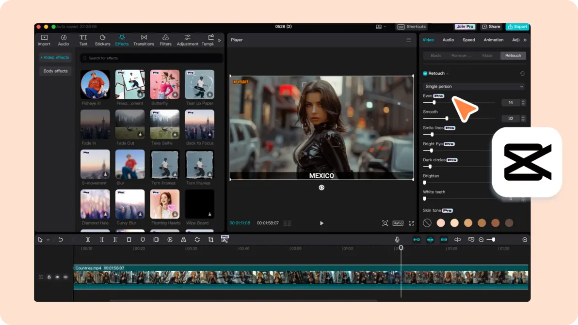 AI features in CapCut interface