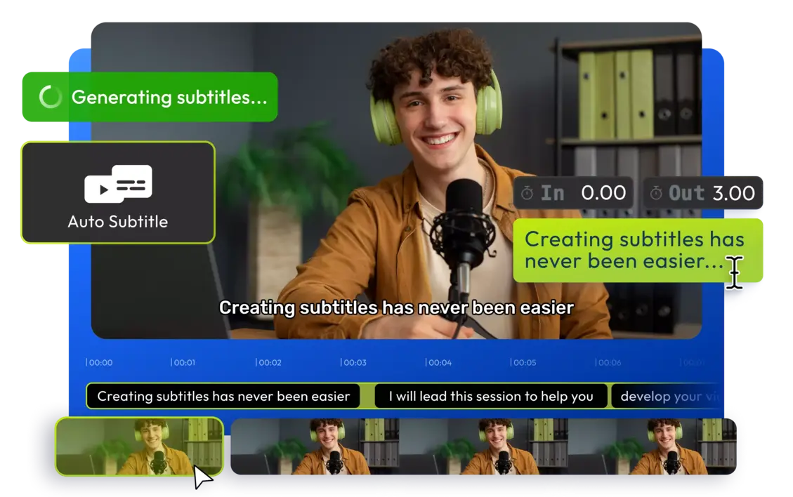 Example of automatic subtitles added