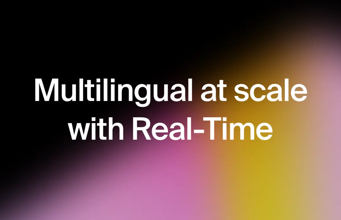 Banner showing ElevenLabs real-time API integration and multilingual AI voice generation for global communication.