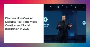 Grok AI platform generating on-the-fly video content with real-time social trend integration for 2025.