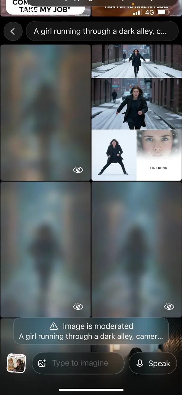 Grok AI Imagine tool generating real-time video from text prompt