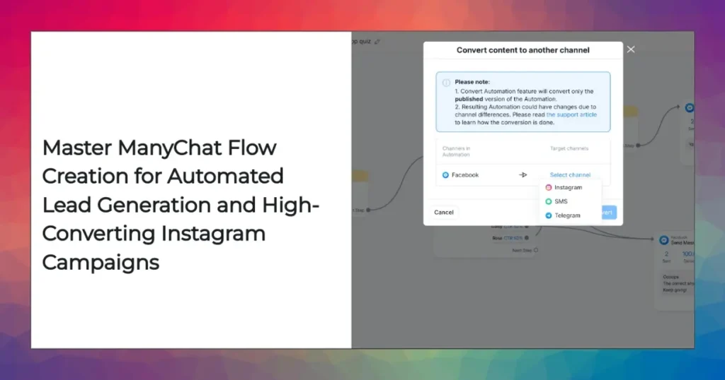 ManyChat flow diagram for lead capture and campaign automation