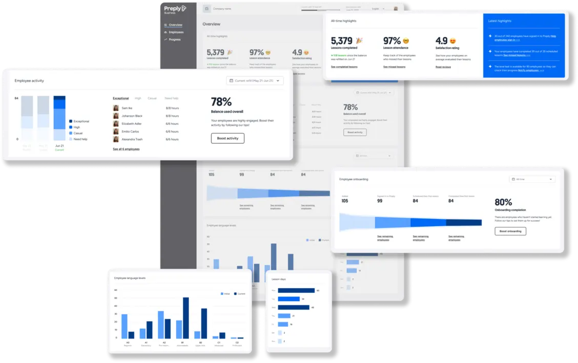 Preply lessons dashboard overview