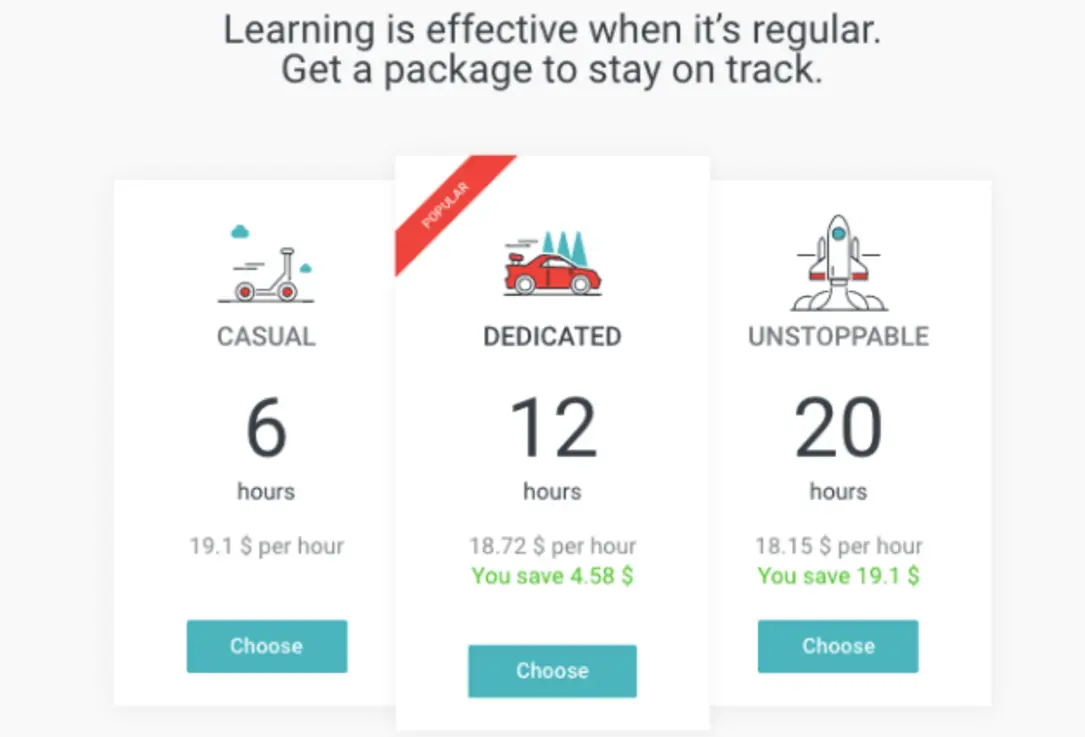 Pricing comparison for Preply tutors