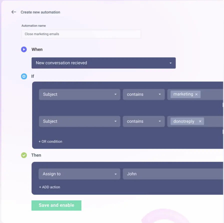 Workflow automation configuration panel