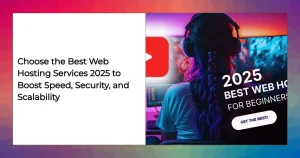 Modern data center racks illustrating fast, secure, scalable web hosting services 2025.