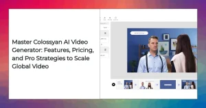 Colossyan AI video generator dashboard showing avatar selection, templates, and multilingual subtitle tools.