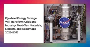 Carbon fiber flywheel energy storage system in a vacuum housing with magnetic levitation bearings.