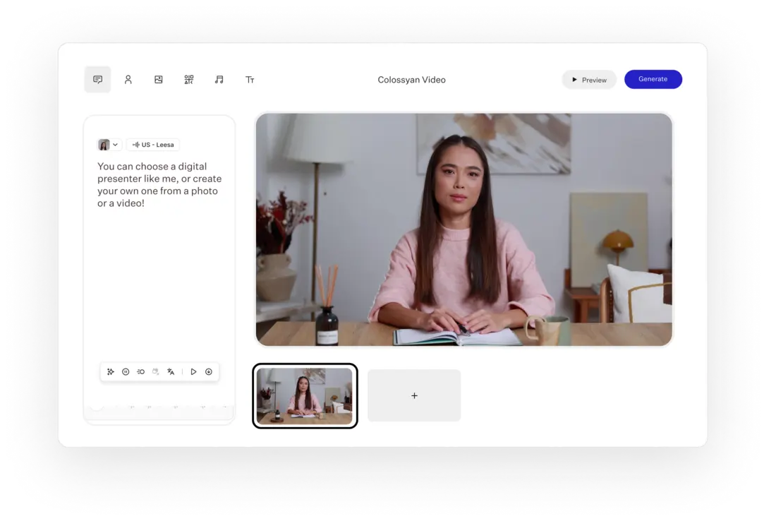 Colossyan video creation interface screenshot