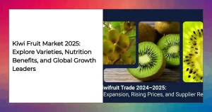 Close-up of green and gold kiwi fruit representing kiwi fruit market 2025 and nutrition benefits.
