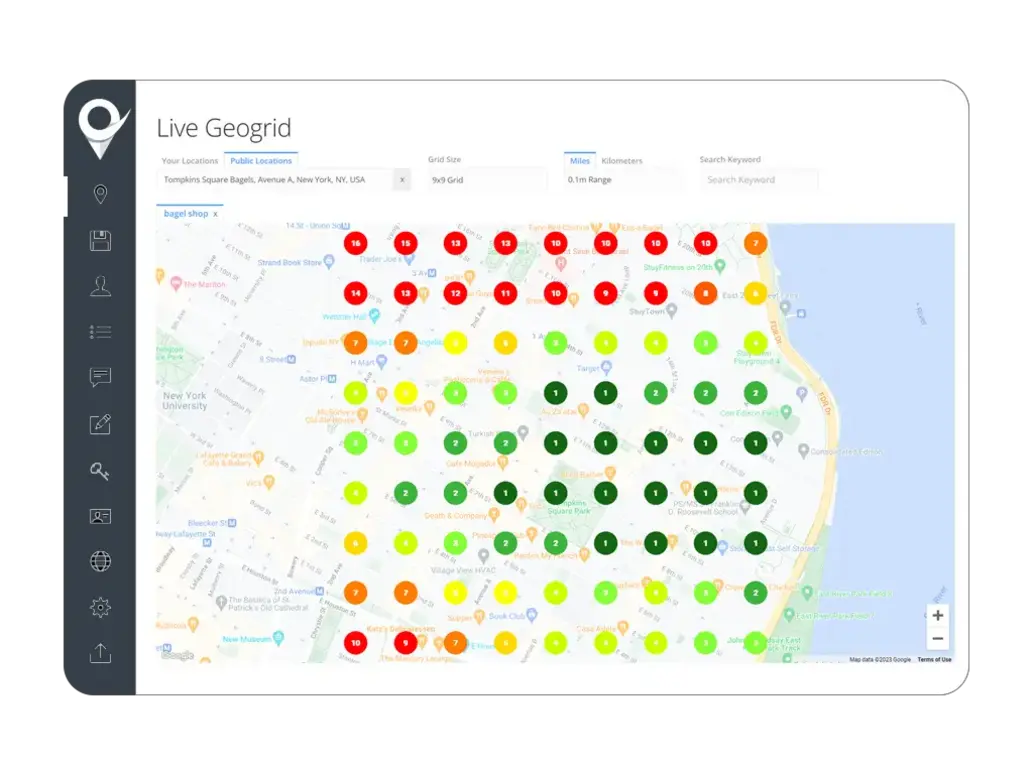 Local ranking map grid