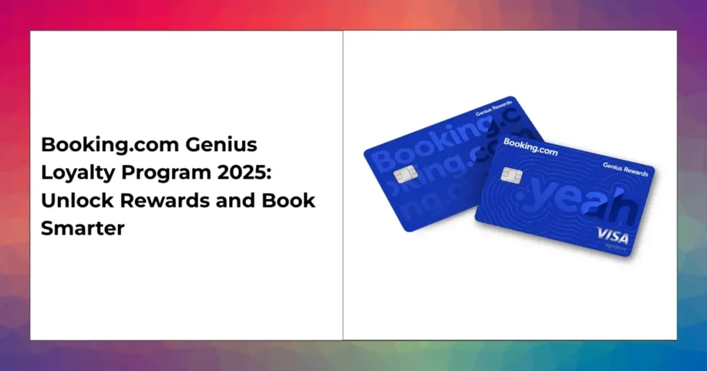 Booking.com Genius Program 2025 interface with loyalty discounts, flight–hotel bundles, and verified reviews.