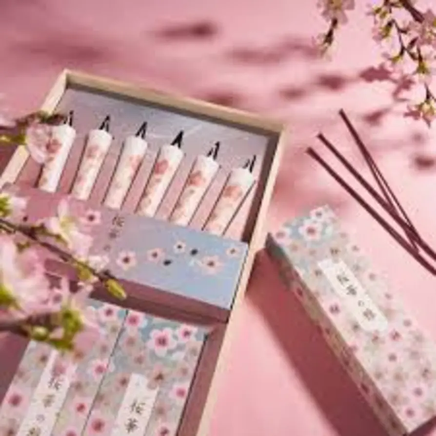 Pink packaging with cherry blossom art