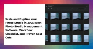 Dashboard of photo studio management software on laptop, tablet, and phone illustrating a modern digitized studio workflow in 2025.