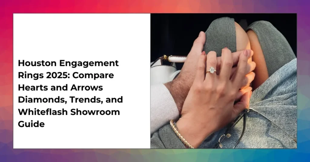 Hearts and Arrows ideal cut diamond engagement rings in a Houston showroom display