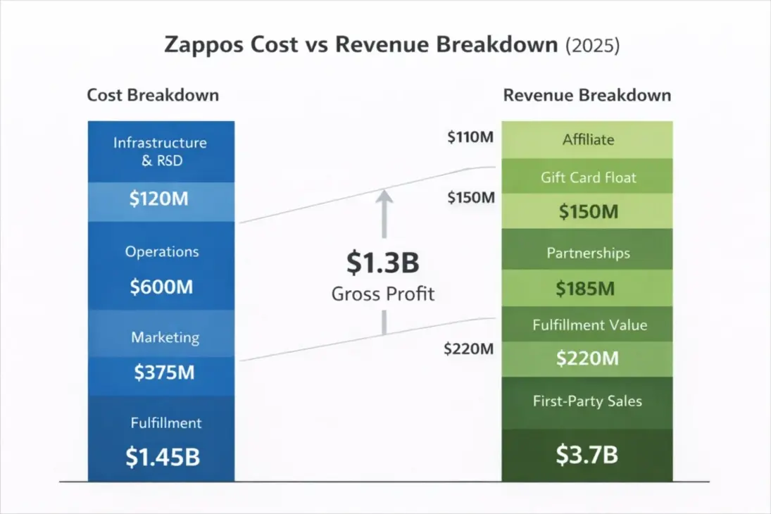 Zappos vs competitors comparison table